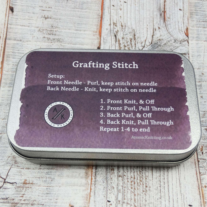 Grafting Stitch Instruction Tin Dark Purple | Deep Hinged Small Rectangular Aluminium Tin