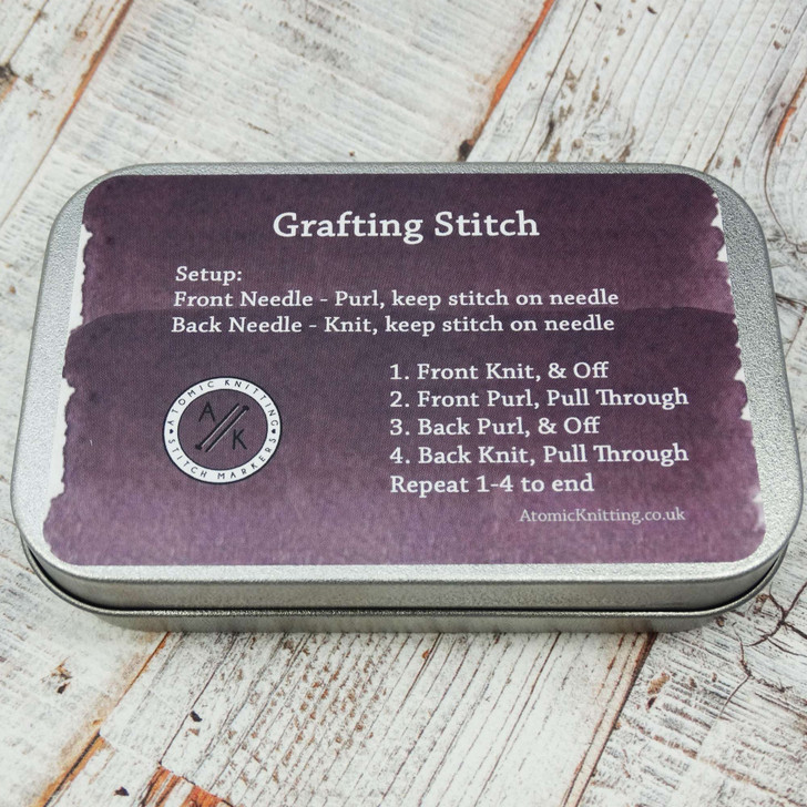 Grafting Stitch Instruction Tin Dark Purple | Deep Hinged Small Rectangular Aluminium Tin