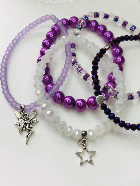 Lilac - Beaded Bracelet Making Kit - 5 Stacking Bracelets (Age 6+)