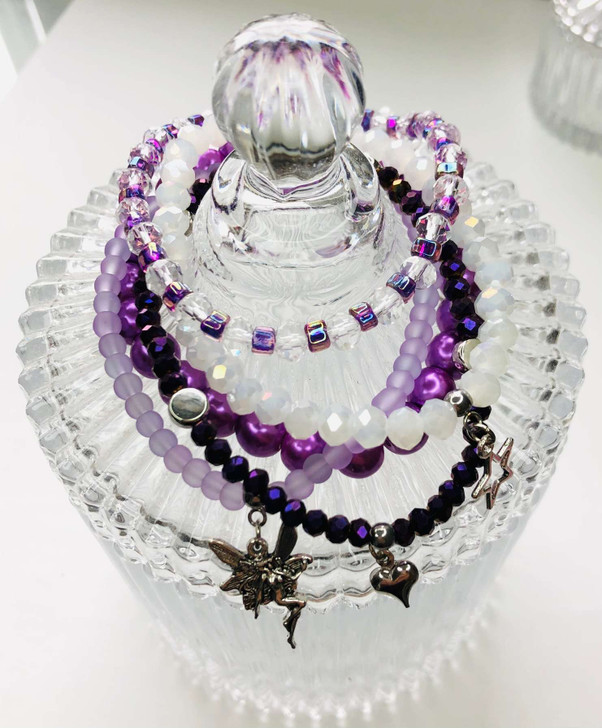 Lilac - Beaded Bracelet Making Kit - 5 Stacking Bracelets (Age 6+)
