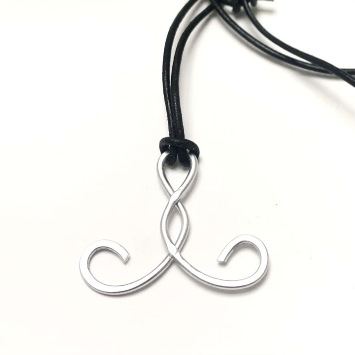 Silver Waves Aluminium Portuguese Knitting Double Pin with Adjustable Necklace