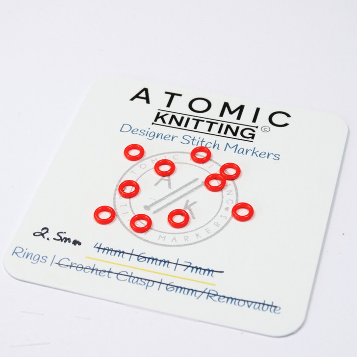 10 Bright Red 2.5mm 'Thin' Snag Free Silicone Ring Knitting Stitch Markers