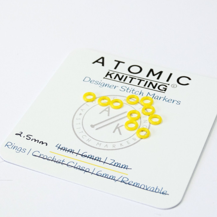 10 Bright Ochre 2.5mm 'Thin' Snag Free Silicone Ring Knitting Stitch Markers