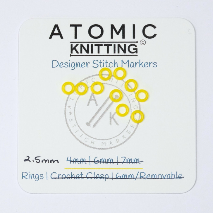 10 Bright Ochre 2.5mm 'Thin' Snag Free Silicone Ring Knitting Stitch Markers