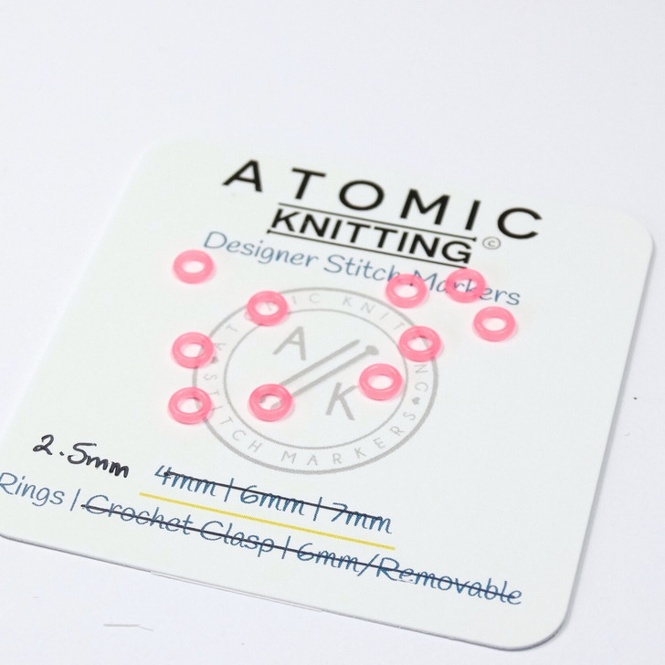 10 NEON Pink 2.5mm 'Thin' Snag Free Silicone Ring Knitting Stitch Markers