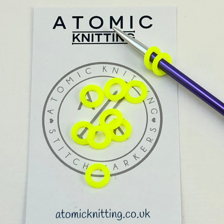 10 NEON Yellow 4mm Silicone Ring Stitch Markers