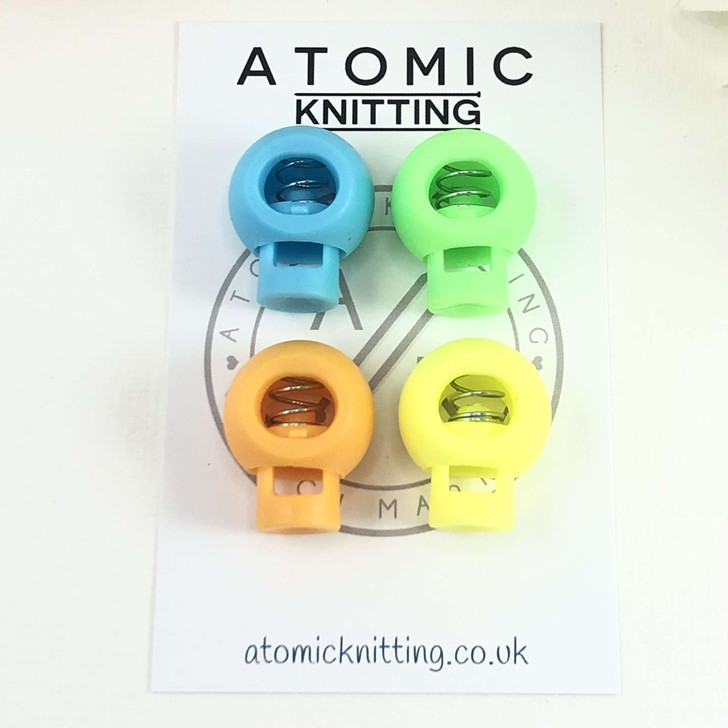 4 'RETRO' MIX Stitch Locker Cord Stop Cable Lock for Circular Knitting Needle up to 5mm | Atomic Knitting