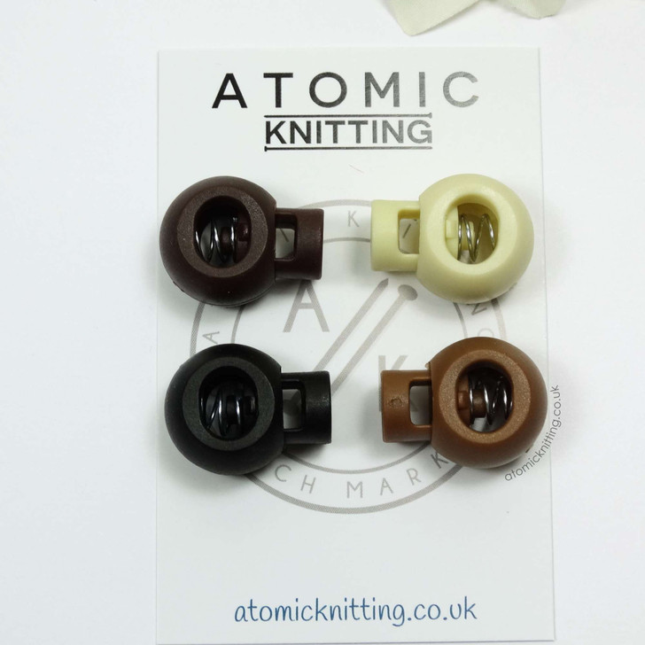 4 'Latte Mix' MIX Stitch Locker Cord Stop Cable Lock for Circular Knitting Needle up to 5.5mm | Atomic Knitting