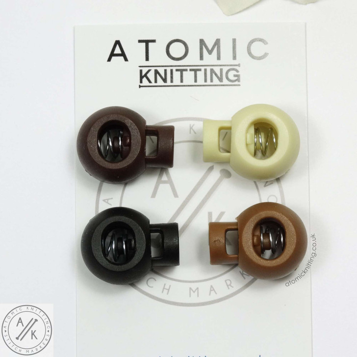 4 'Latte Mix' MIX Stitch Locker Cord Stop Cable Lock for Circular Knitting Needle up to 5.5mm | Atomic Knitting