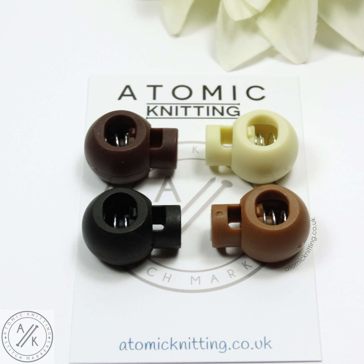 4 'Latte Mix' MIX Stitch Locker Cord Stop Cable Lock for Circular Knitting Needle up to 5.5mm | Atomic Knitting