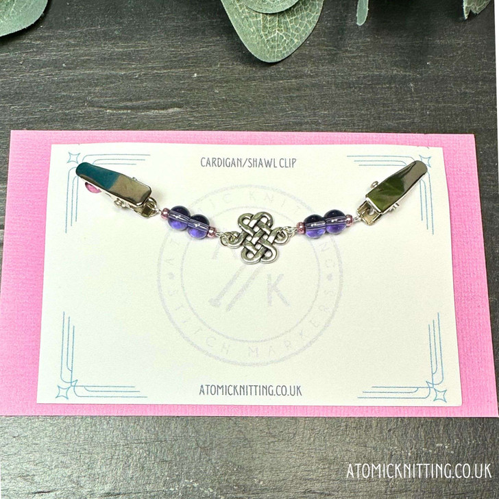 Purple Celtic Knot Cardigan Shawl Clip Pin Fastener UK