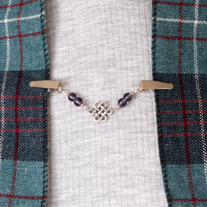 Purple Celtic Knot Cardigan Shawl Clip Pin Fastener UK