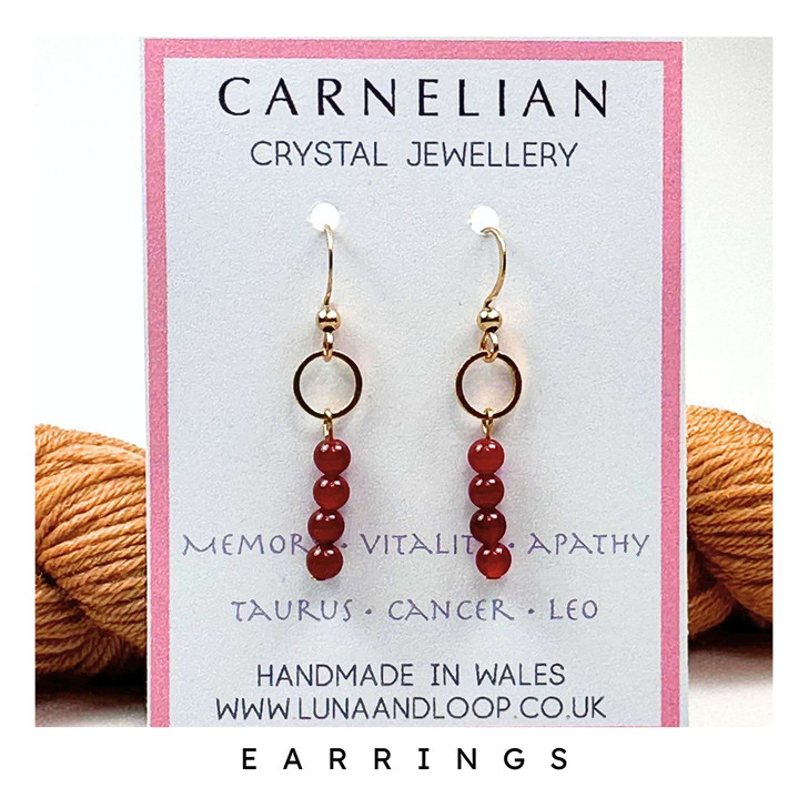 Red Carnelian Circle Gold Earrings