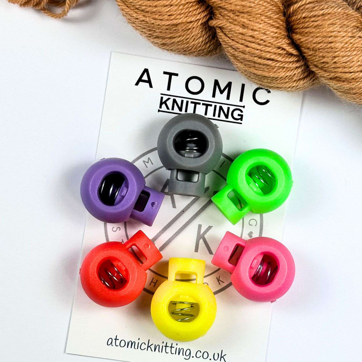 6 'Little Rainbow' MIX 5.5mm Stitch Locker Cord Stop for Circular Knitting Needles | Atomic Knitting