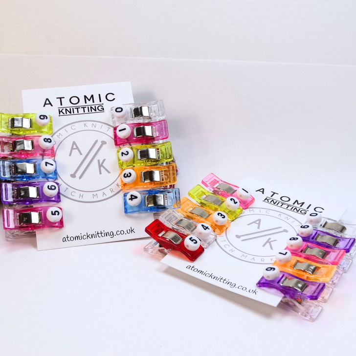 Numbered Mixed Colour Magic Sewing Garment Clips 0-9