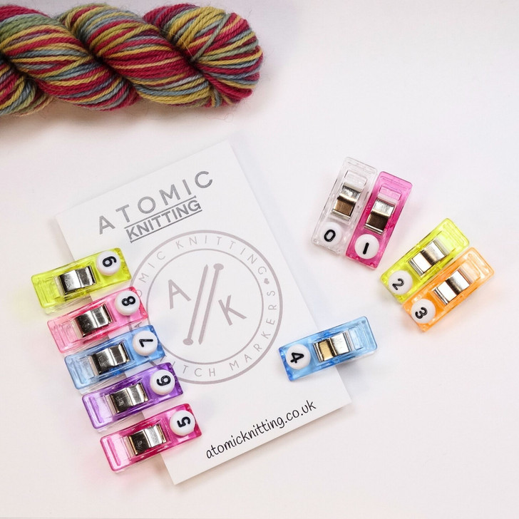 Numbered Mixed Colour Magic Sewing Garment Clips 0-9