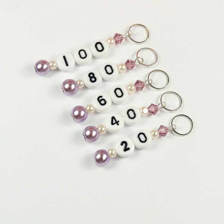 Lilac Pearl  Cast On Numbered Counting Knitting Stitch Markers