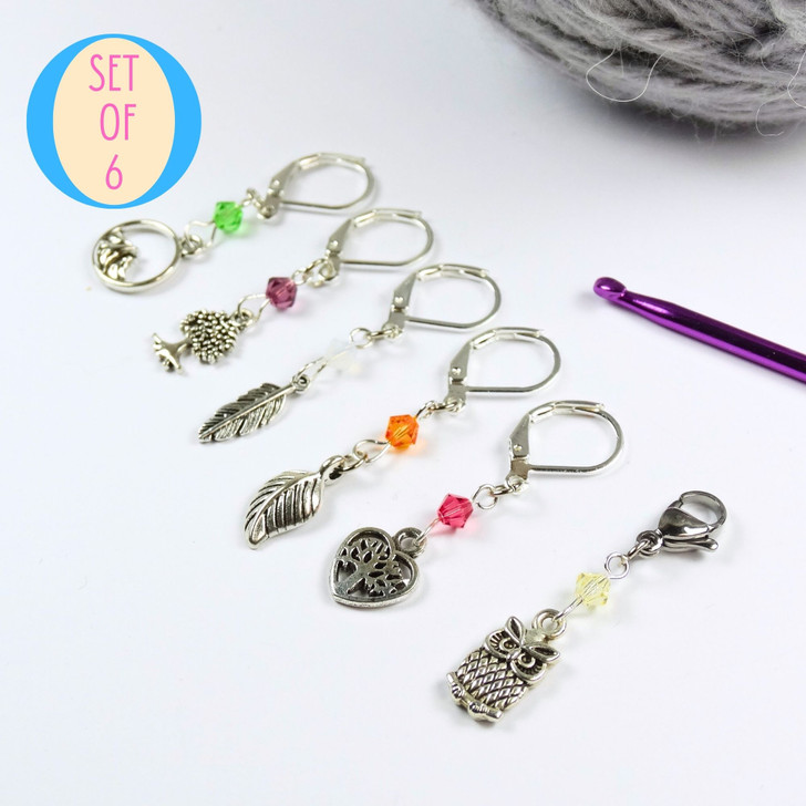 Hearts and Mountains Conquer Crochet Stitch Markers - A Symphony of Glass and Charm