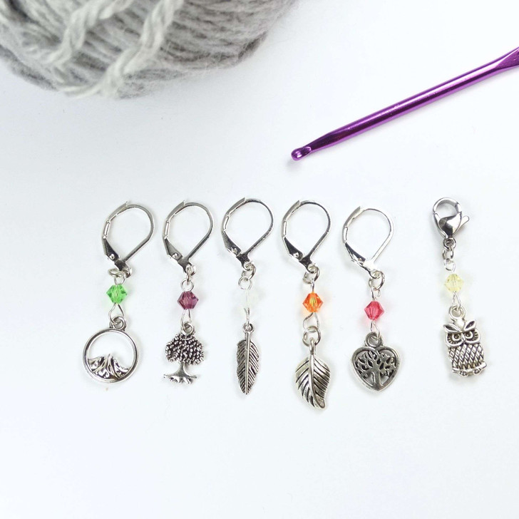 Heart - Wilderness - Mountain Conquer Crochet Knitting Stitch Markers- set of 6