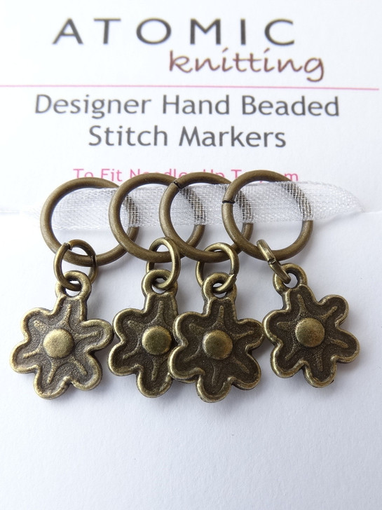 Bronze Flower stitch marker set