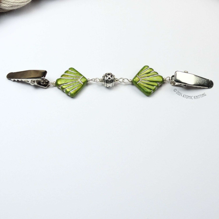 Art Deco Lime Sweater Cardigan Shawl Clip Pin Fastener UK