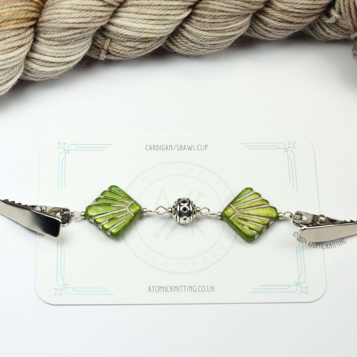 Art Deco Lime Sweater Cardigan Shawl Clip Pin Fastener UK