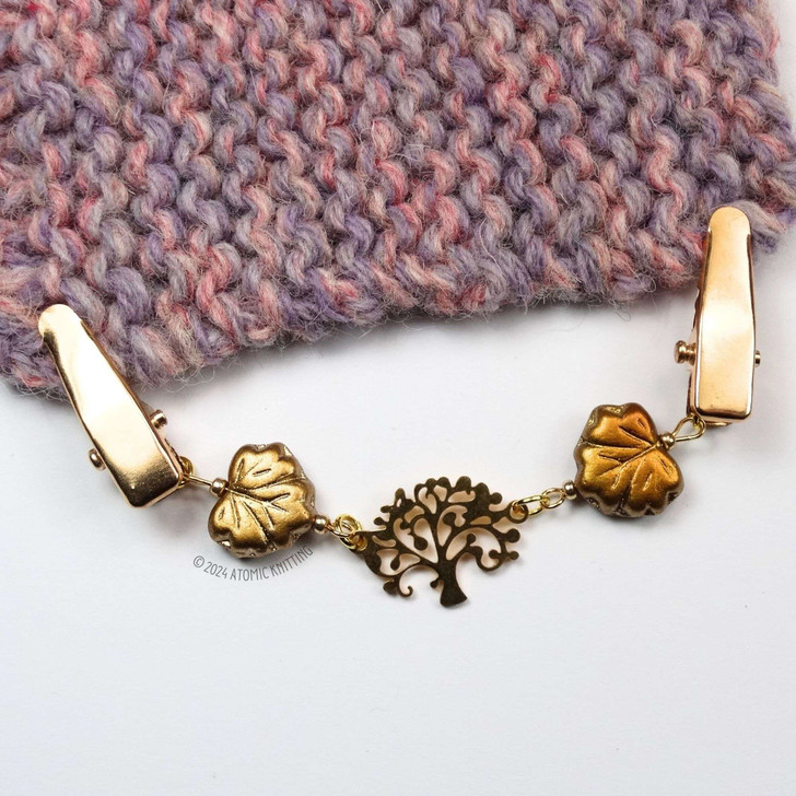 Golden Tree & Champagne Maple Leaf Sweater Cardigan Shawl Clip Pin Fastener UK
