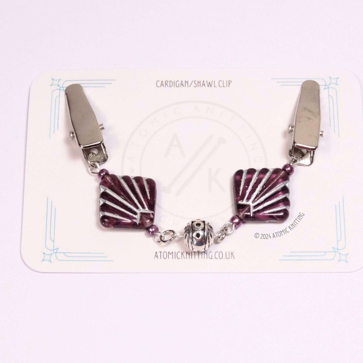 Art Deco Style Amethyst & Silver Sweater Cardigan Shawl Clip Pin Fastener UK