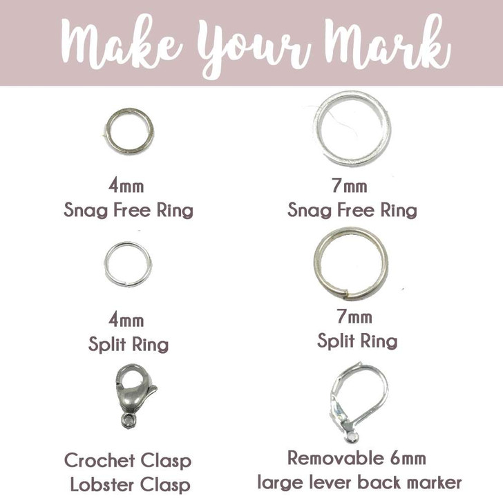 M1L M1R Make One Left/Right - Set of 4 - knitting stitch marker discs with CHOICE of Rings, Clasps, Removable Latchback | Make Your Mark