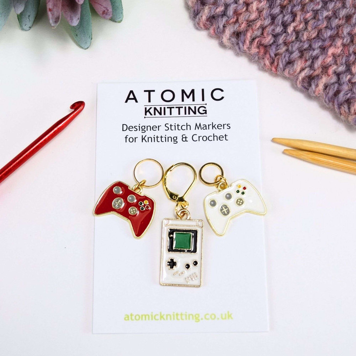 NEW! Gamers Set of Crochet Knitting Stitch Marker Set - MYM Set of 3 | Atomic Knitting