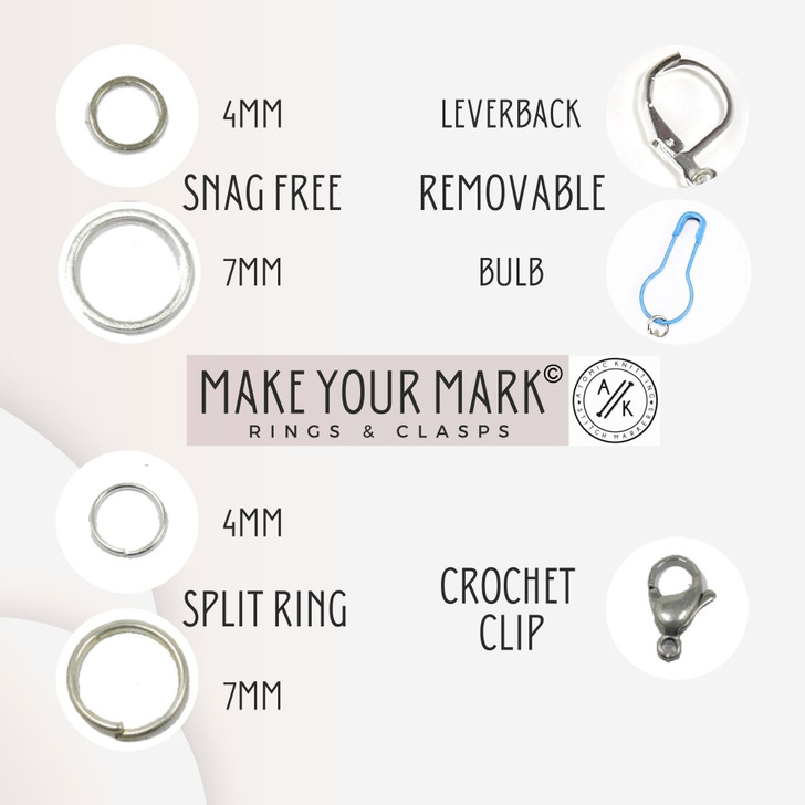 Make 1, SSK, K2TOG 'Coastal' Instructional Stitch Marker Set - set of 4