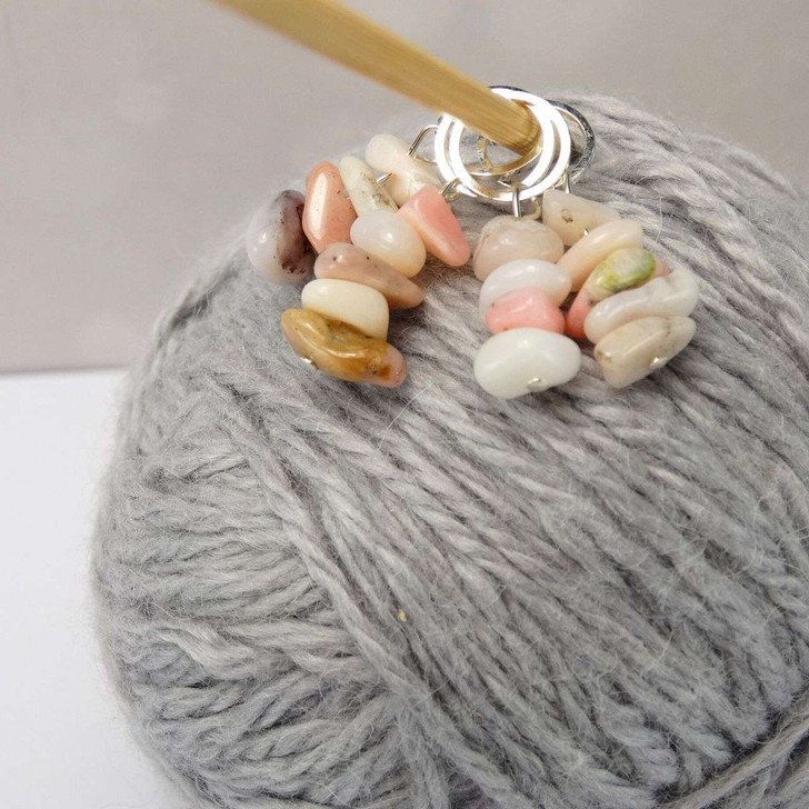 New! Peruvian Opal Gemstone Chip Stitch Markers - Crochet Option Available - MYM set of 4