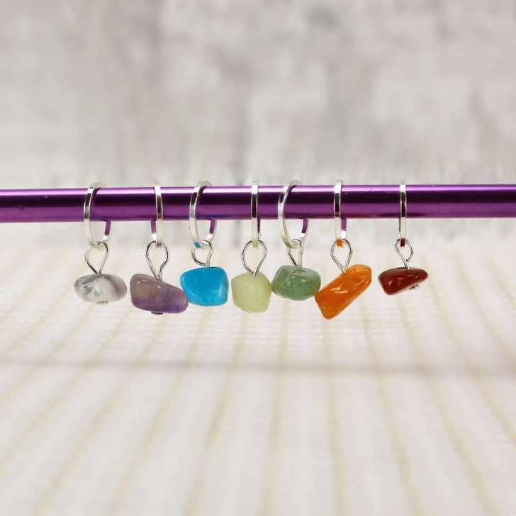 Chakra Stitch Markers - Knitting & Crochet Options Available - MYM set of 7 | Gemstone Chip