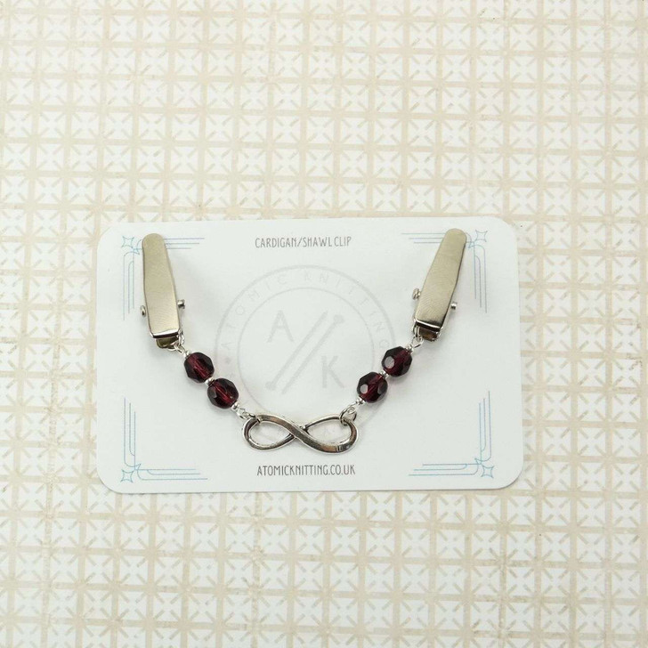 New! Garnet & Infinity Pendant Cardigan Clip Sweater Fastener