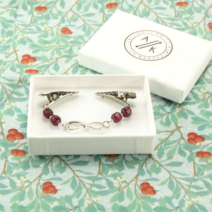 New! Garnet & Infinity Pendant Cardigan Clip Sweater Fastener