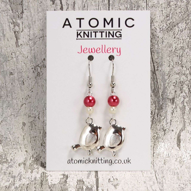 Robin Earrings - Magenta Pearl & Silver Earrings | UK Made