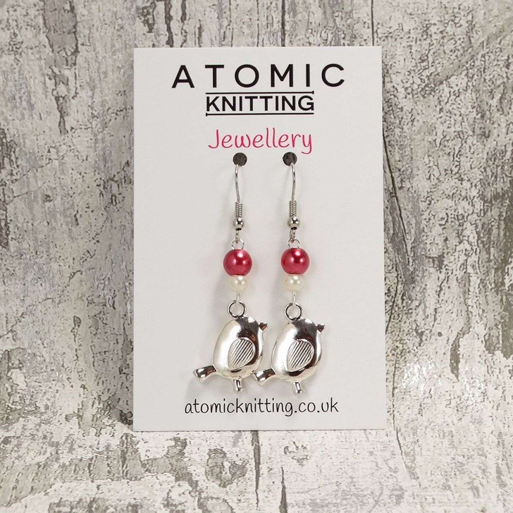 New! Robin Earrings - Magenta Pearl & Silver Earrings | UK Made