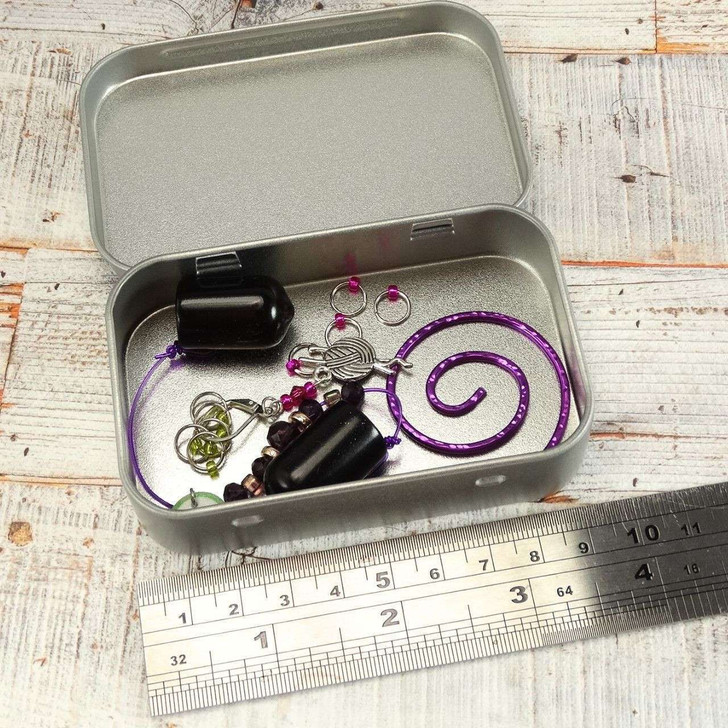 NEW! Stitch Marker Storage Tin - Scandi Animals | Deep Hinged Small Rectangular Aluminium Tin