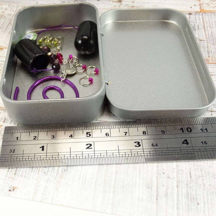 NEW! Stitch Marker Storage Tin - Scandi Animals | Deep Hinged Small Rectangular Aluminium Tin
