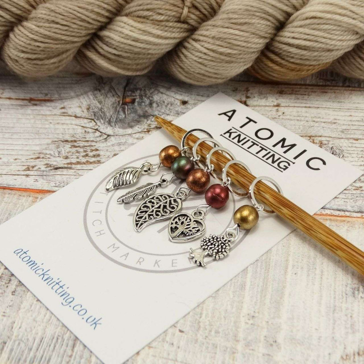 NEW! Lustre Leaf Stitch Markers - Crochet Option Available - MYM set of 5