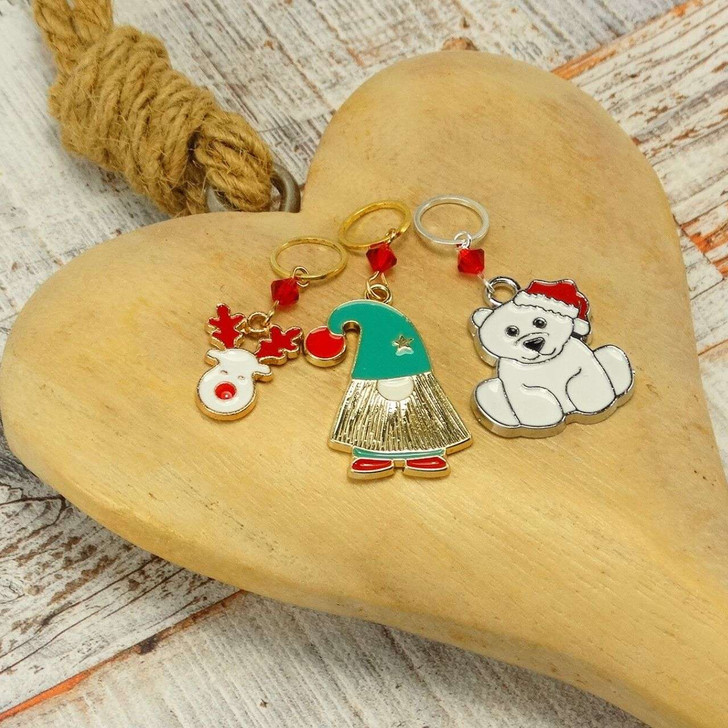NEW! Gonk, Reindeer & Polar Bear Stitch Marker Set - Crochet Option Available - MYM set of 3