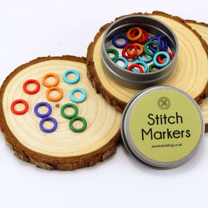 30 MIXED EPDM Snag Free Stitch Markers For Knitting | Size 5.5mm | With Tin