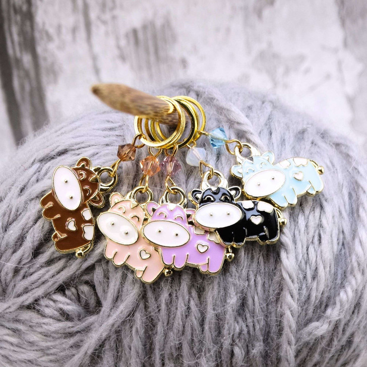 New! Drove of Cows Knitting Stitch Marker Set of 5