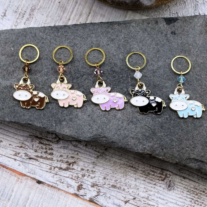 New! Drove of Cows Knitting Stitch Marker Set of 5