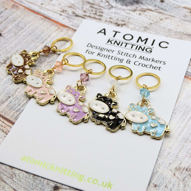 New! Drove of Cows Knitting Stitch Marker Set of 5