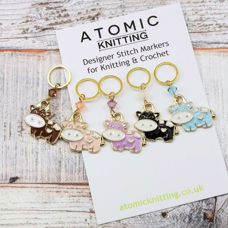 New! Drove of Cows Knitting Stitch Marker Set of 5