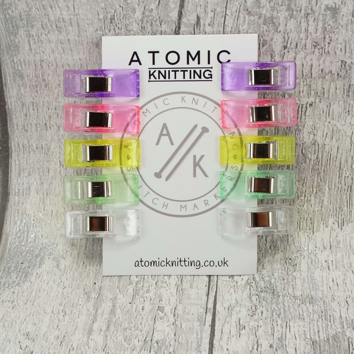 Limited Edition - Garment Clips - Purple, Pink, Yellow, Green & Clear Magic Sewing Clips x 10
