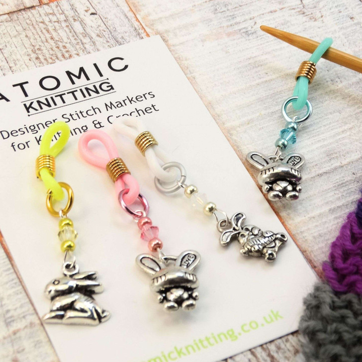 New! Spring Bunny Rabbit Knitting Needle Holder Set of 4 to fit up to 4mm needles