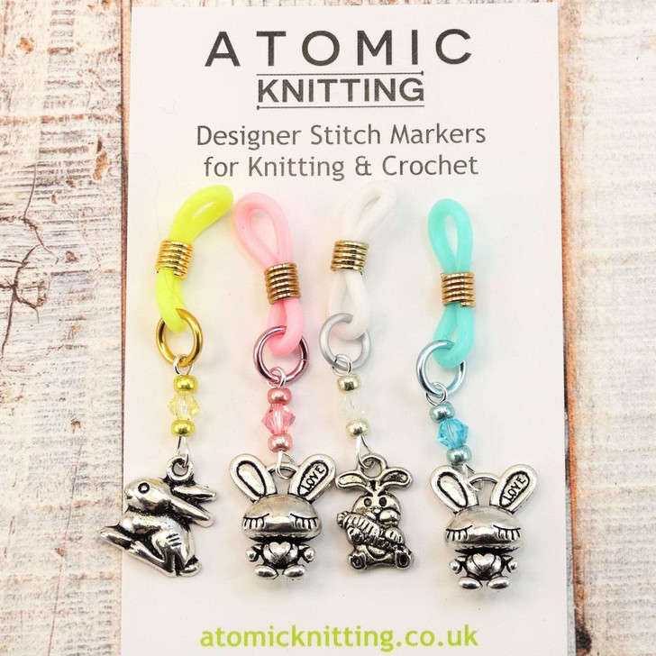 New! Spring Bunny Rabbit Knitting Needle Holder Set of 4 to fit up to 4mm needles
