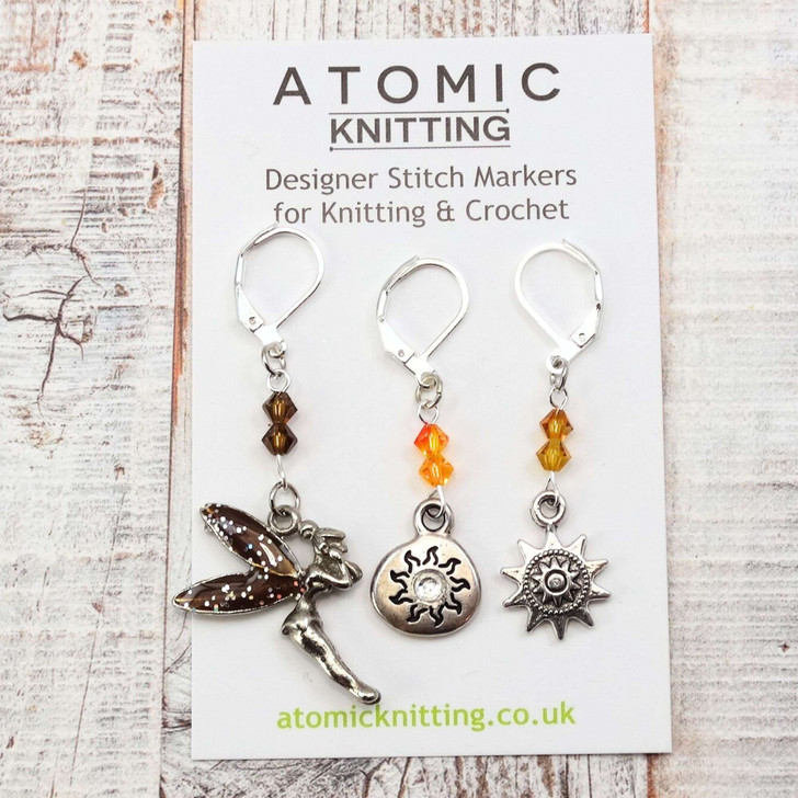 Limited Edition - Sepia Fairy Stitch Markers For Knitting - Set of 3